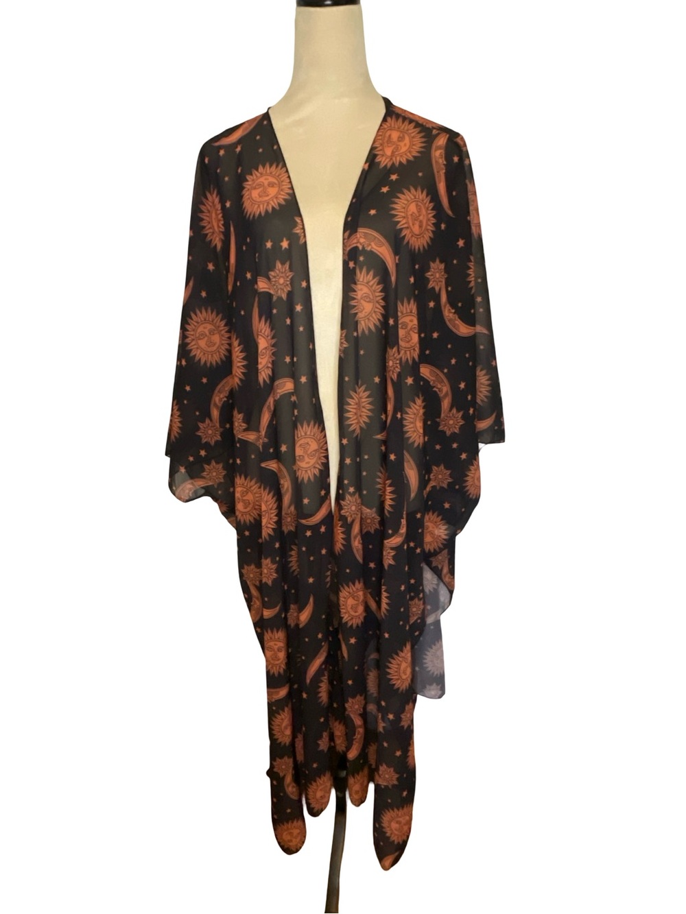 Sun & Moon Celestial Kimono - Black and Rust/unbranded - Picture 2 of 4